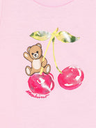 T-shirt per neonati Moschino Kids rosa con stampa Teddy Bear - Rubino Kids