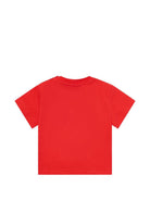T-shirt per neonati Moschino Kids rossa con logo sul davanti - Rubino Kids