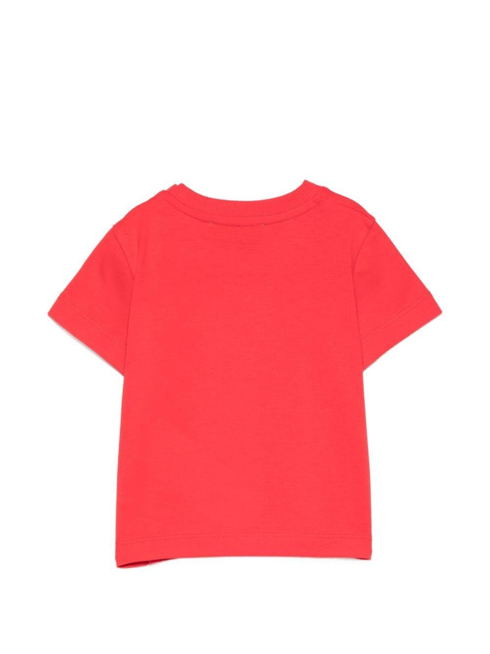 T-shirt per neonati Moschino Kids rossa con ricamo orsetto - Rubino Kids