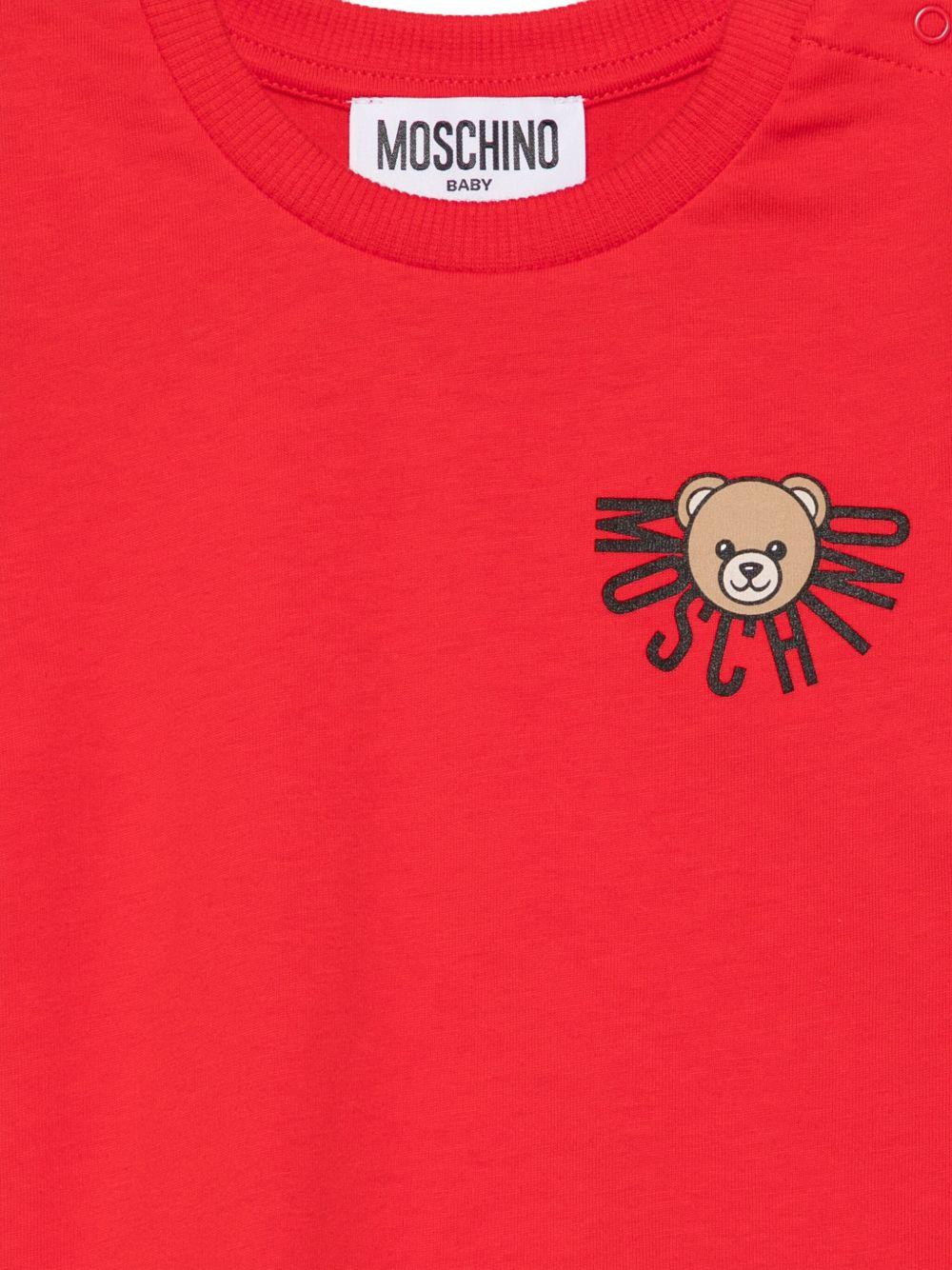 T-shirt per neonati Moschino Kids rosso con motivo Teddy Bear - Rubino Kids