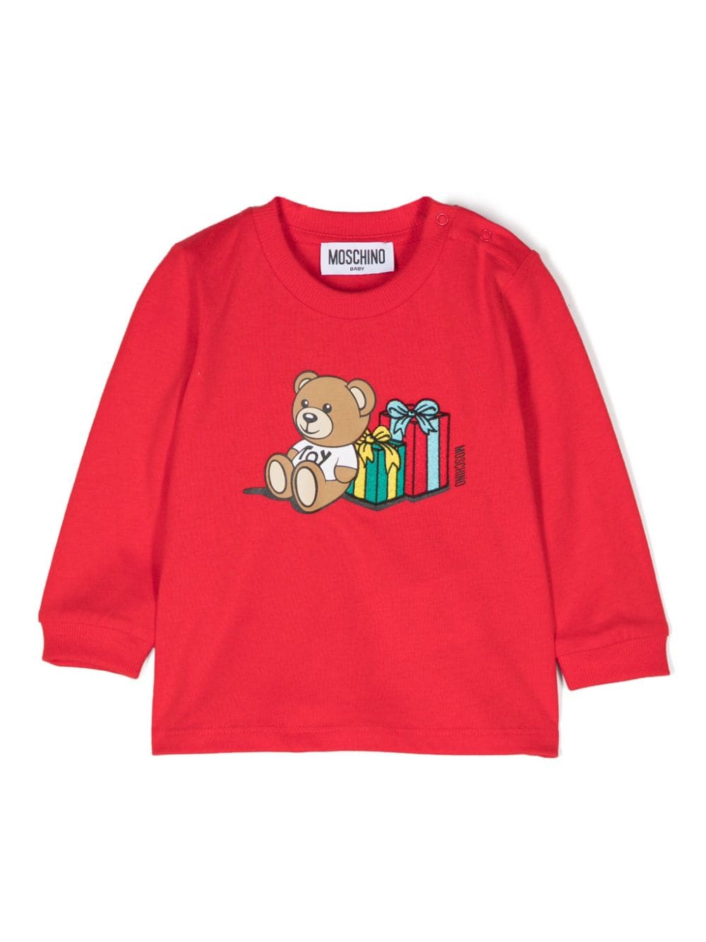 T-shirt per neonati Moschino Kids rosso con stampa Teddy Bear - Rubino Kids