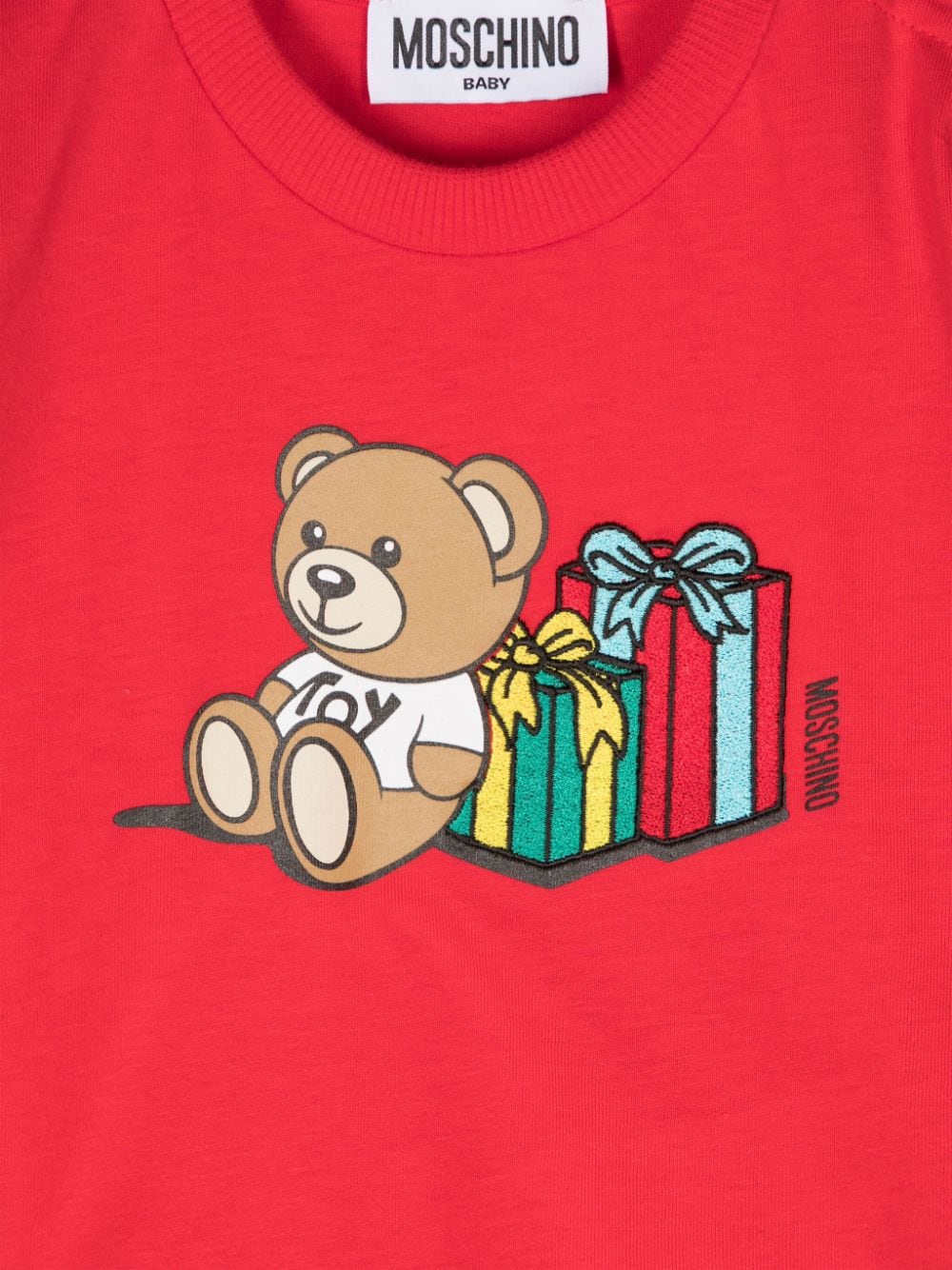 T-shirt per neonati Moschino Kids rosso con stampa Teddy Bear - Rubino Kids