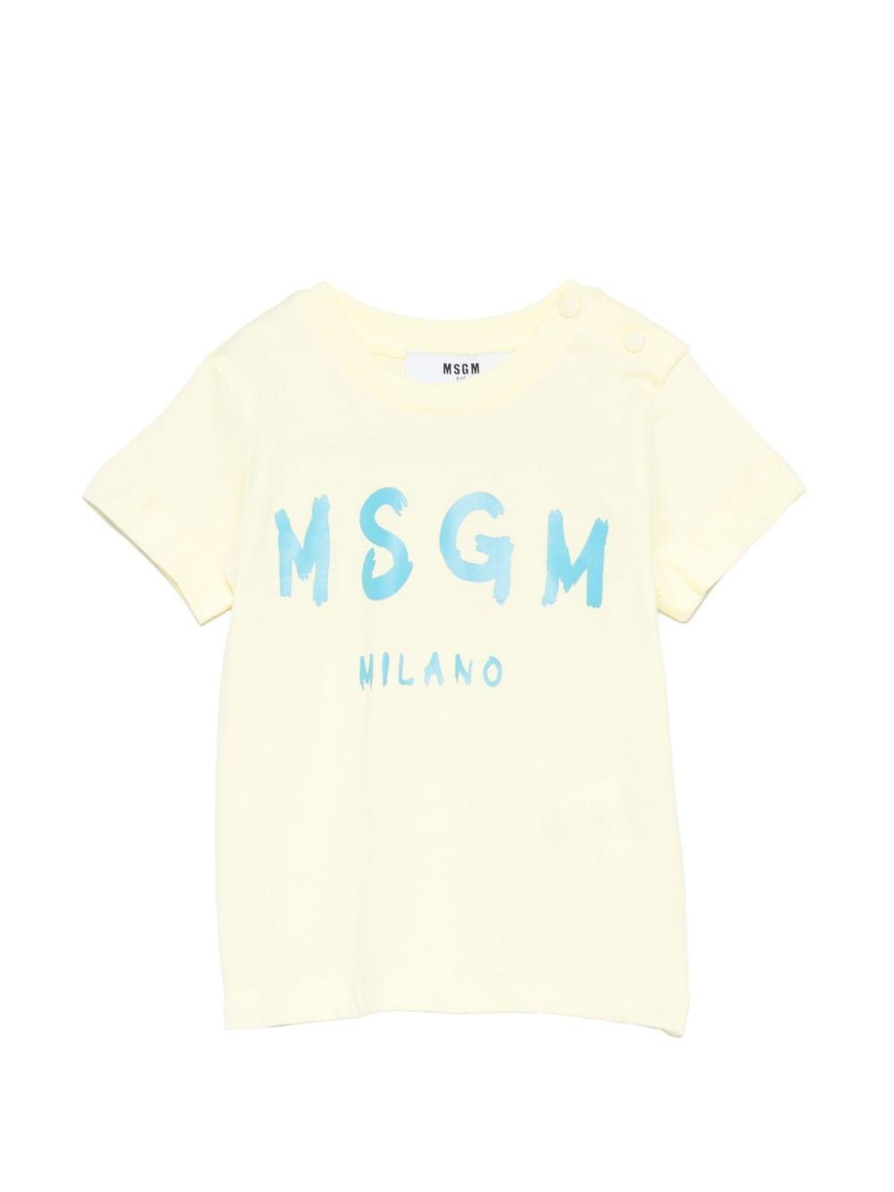 T-shirt per neonati MSGM Kids gialla con stampa grafica logo - Rubino Kids