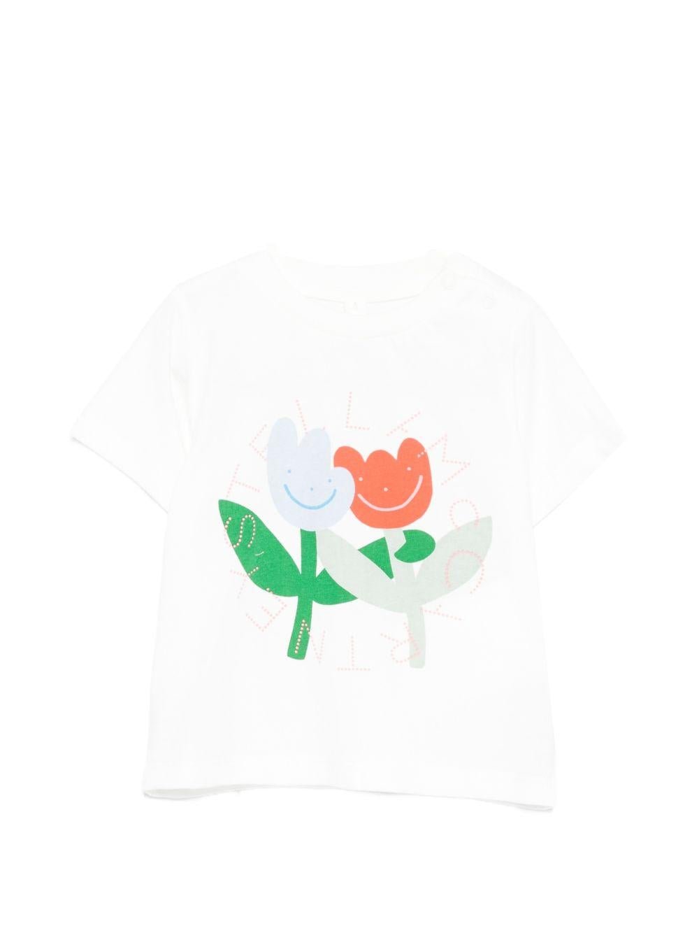 T-shirt per neonati Stella McCartney Kids bianca con stampa grafica - Rubino Kids