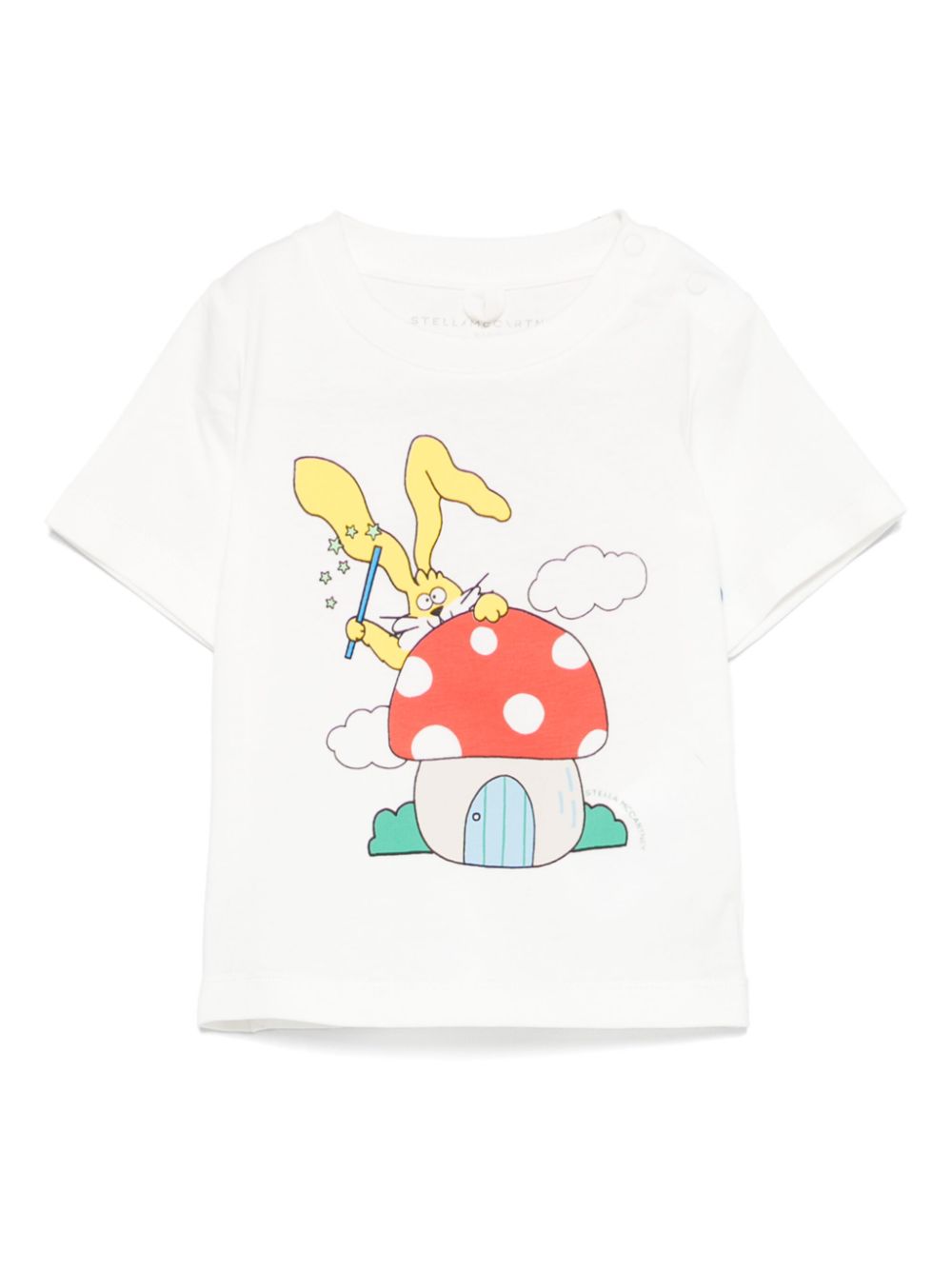 T-shirt per neonati Stella McCartney Kids bianco con stampa con illustazione - Rubino Kids