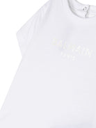 T shirt per neonato bianca con logo Balmain Paris bianco tono su tono - Rubino Kids