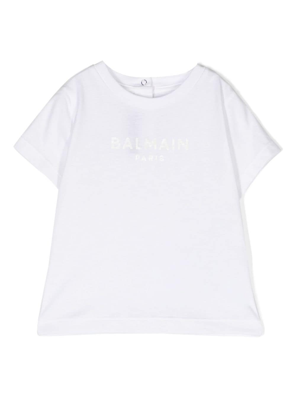 T shirt per neonato bianca con logo Balmain Paris bianco tono su tono - Rubino Kids