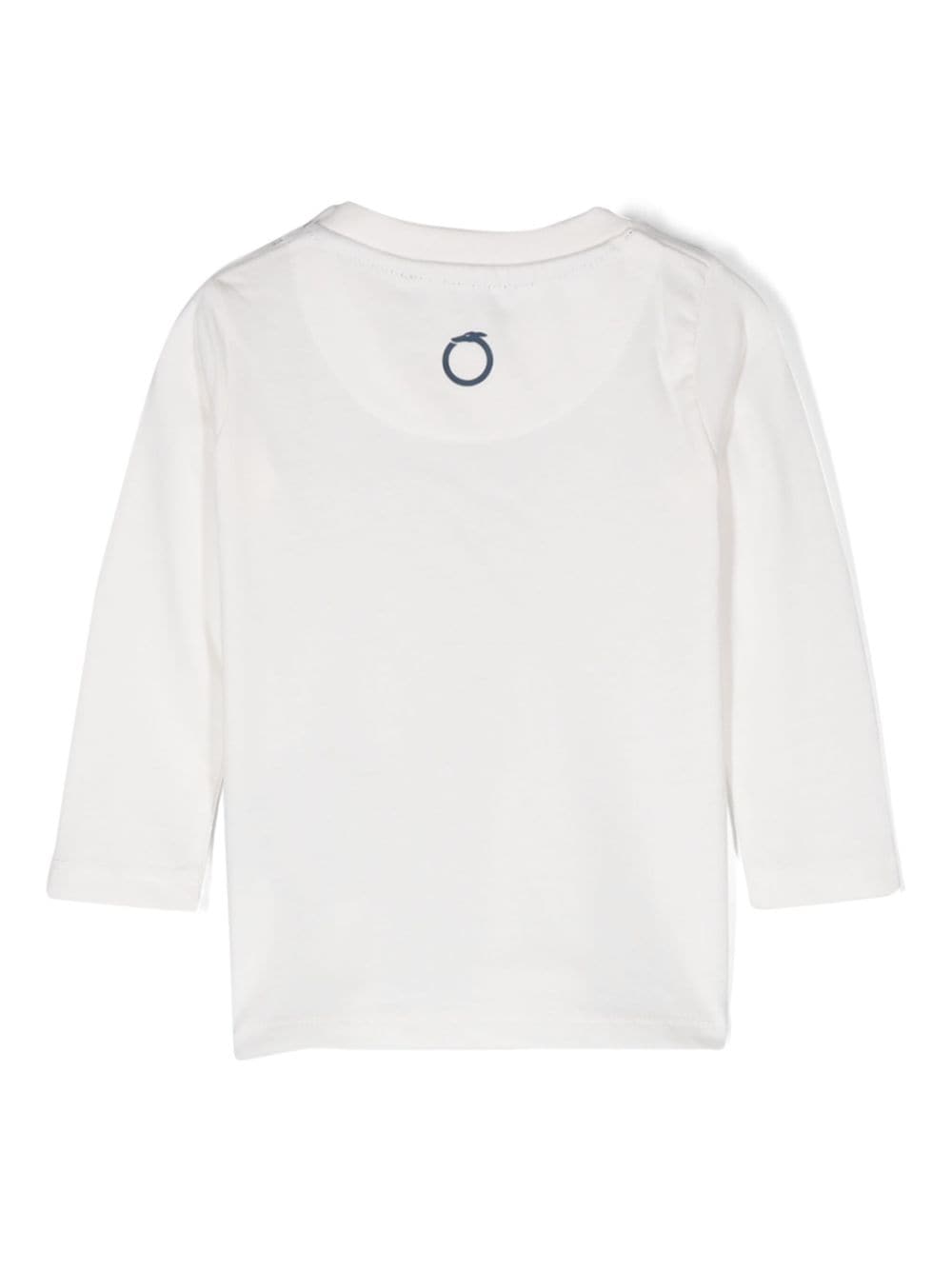 T shirt per neonato bianca con stampa centrale basic logo Trussardi blu di Prussia - Rubino Kids