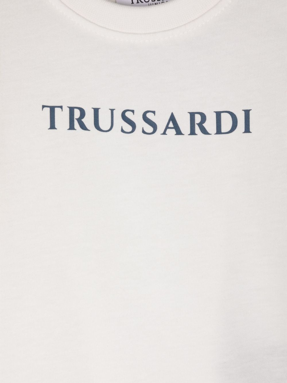 T shirt per neonato bianca con stampa centrale basic logo Trussardi blu di Prussia - Rubino Kids