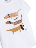 T shirt per neonato bianca Il Gufo con stampa centrale cani - Rubino Kids