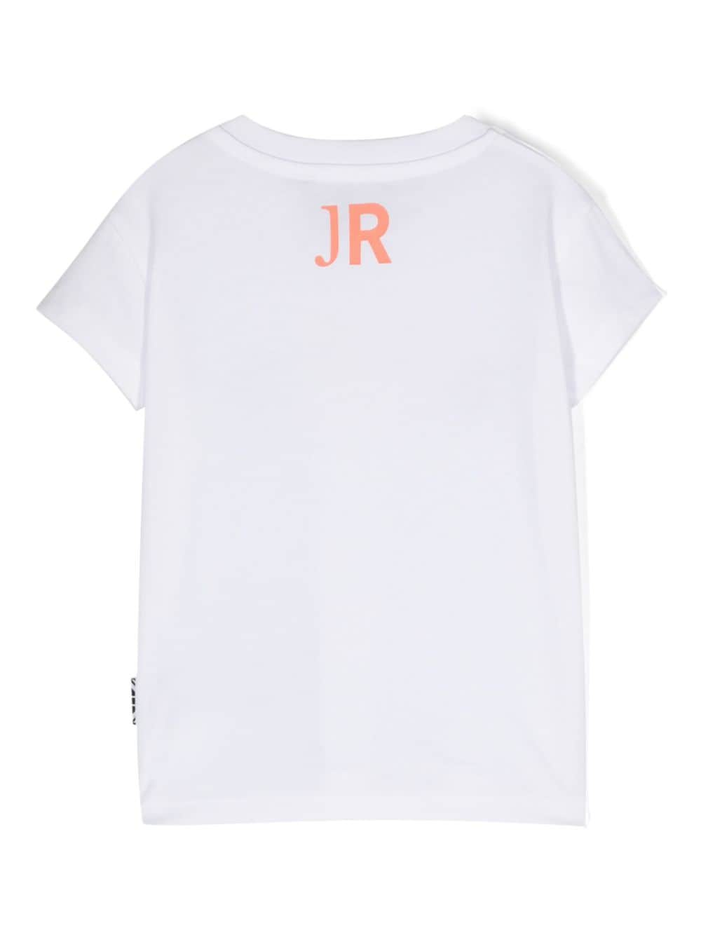 T shirt per neonato bianca John Richmond con stampa RICH centrale ad arco - Rubino Kids