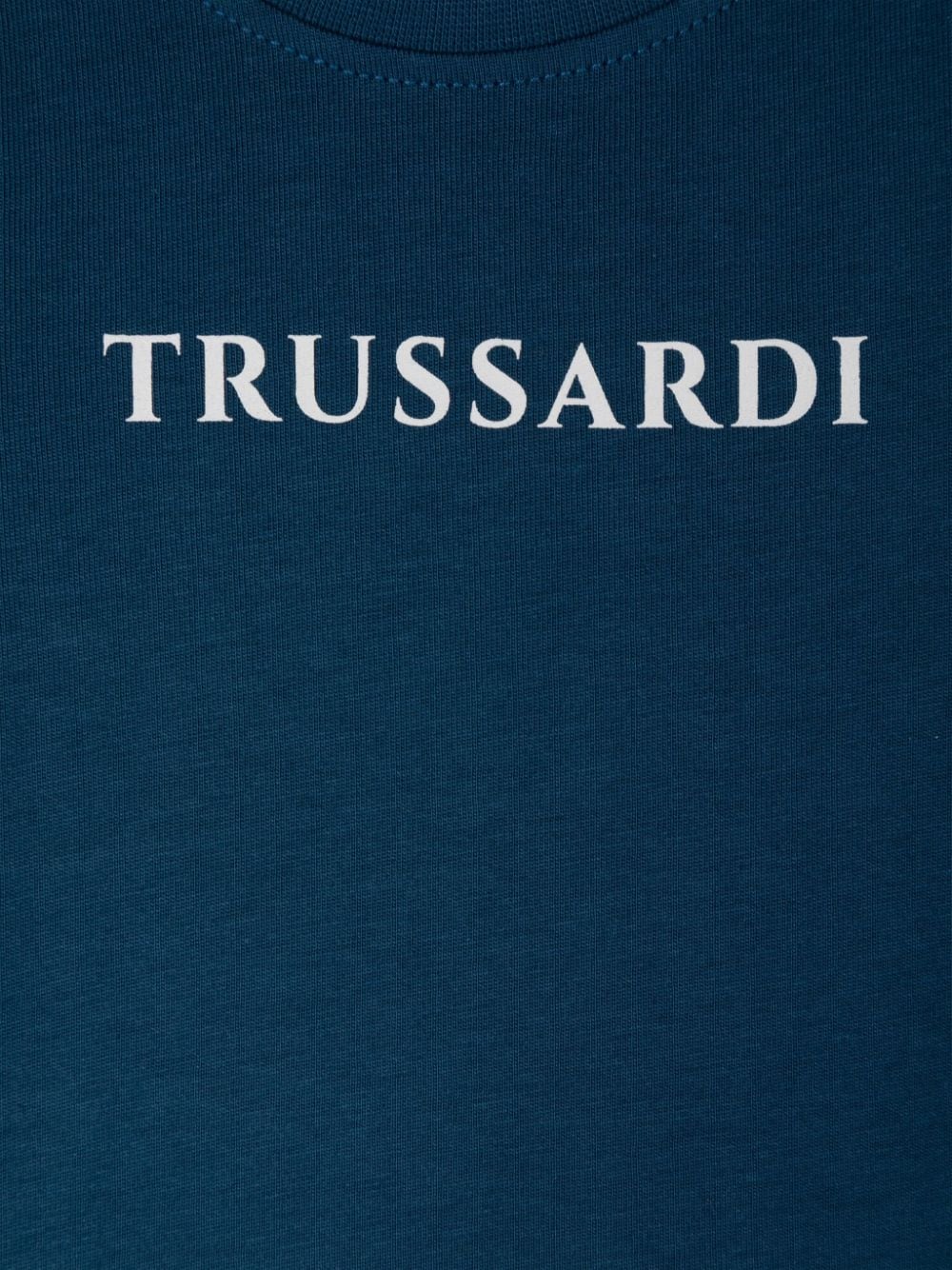 T shirt per neonato blu di Prussia con stampa centrale basic logo Trussardi bianca - Rubino Kids