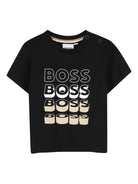 T-shirt per neonato Boss Kids nero con stampa grafica sul davanti - Rubino Kids