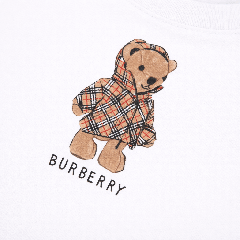 T-shirt per neonato Burberry Kids bianca con stampa bear - Rubino Kids