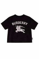 T-shirt per neonato Burberry Kids Equestrian Knight Design nero con stampa logo - Rubino Kids