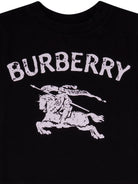 T-shirt per neonato Burberry Kids Equestrian Knight Design nero con stampa logo - Rubino Kids