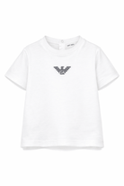 T-shirt per neonato Emporio Armani Kids bianca con logo aquila sul davanti - Rubino Kids