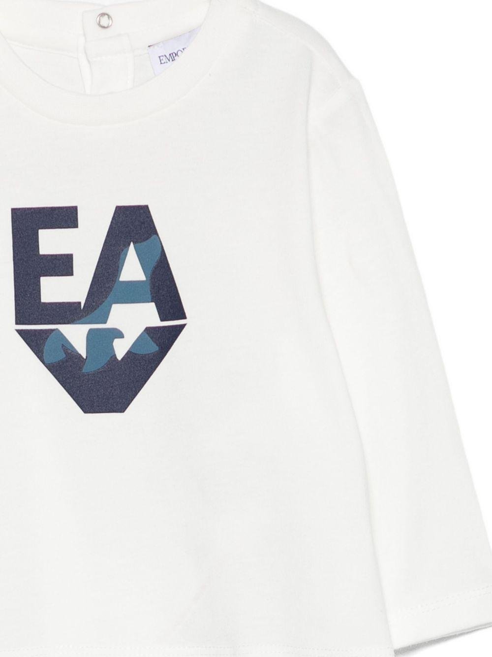 T-shirt per neonato Emporio Armani Kids bianca con logo sul davanti - Rubino Kids