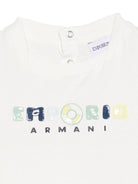 T-shirt per neonato Emporio Armani Kids bianca con logo sul davanti - Rubino Kids