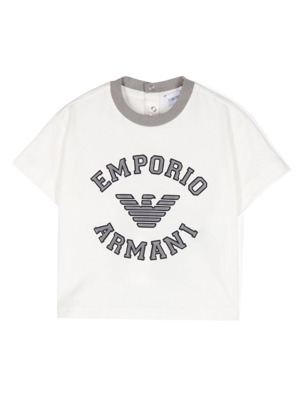 T-shirt per neonato Emporio Armani Kids bianco con logo goffrato - Rubino Kids