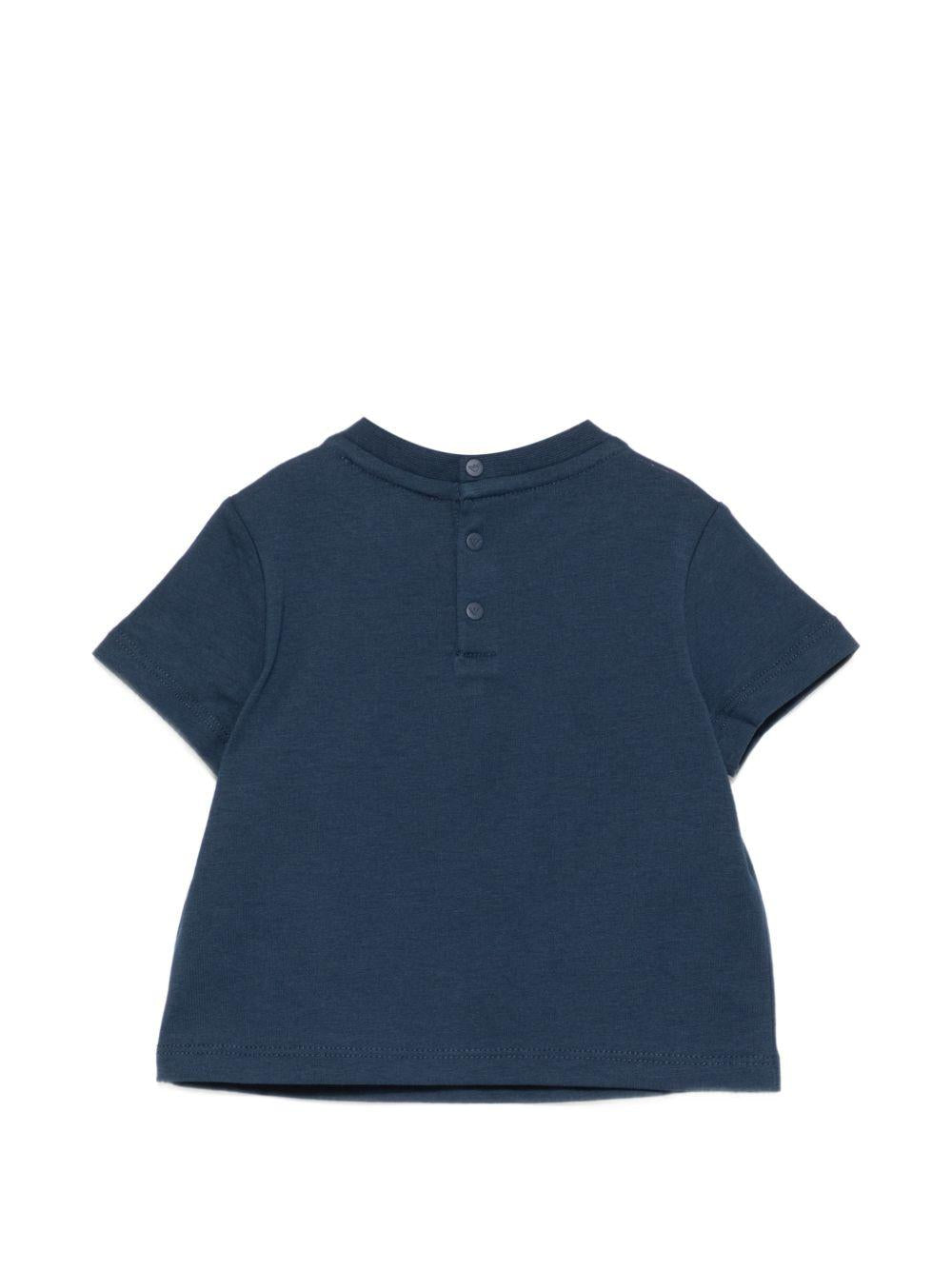 T-shirt per neonato Emporio Armani Kids blu con stampa grafica pallina da tennis - Rubino Kids