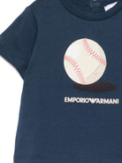 T-shirt per neonato Emporio Armani Kids blu con stampa grafica pallina da tennis - Rubino Kids