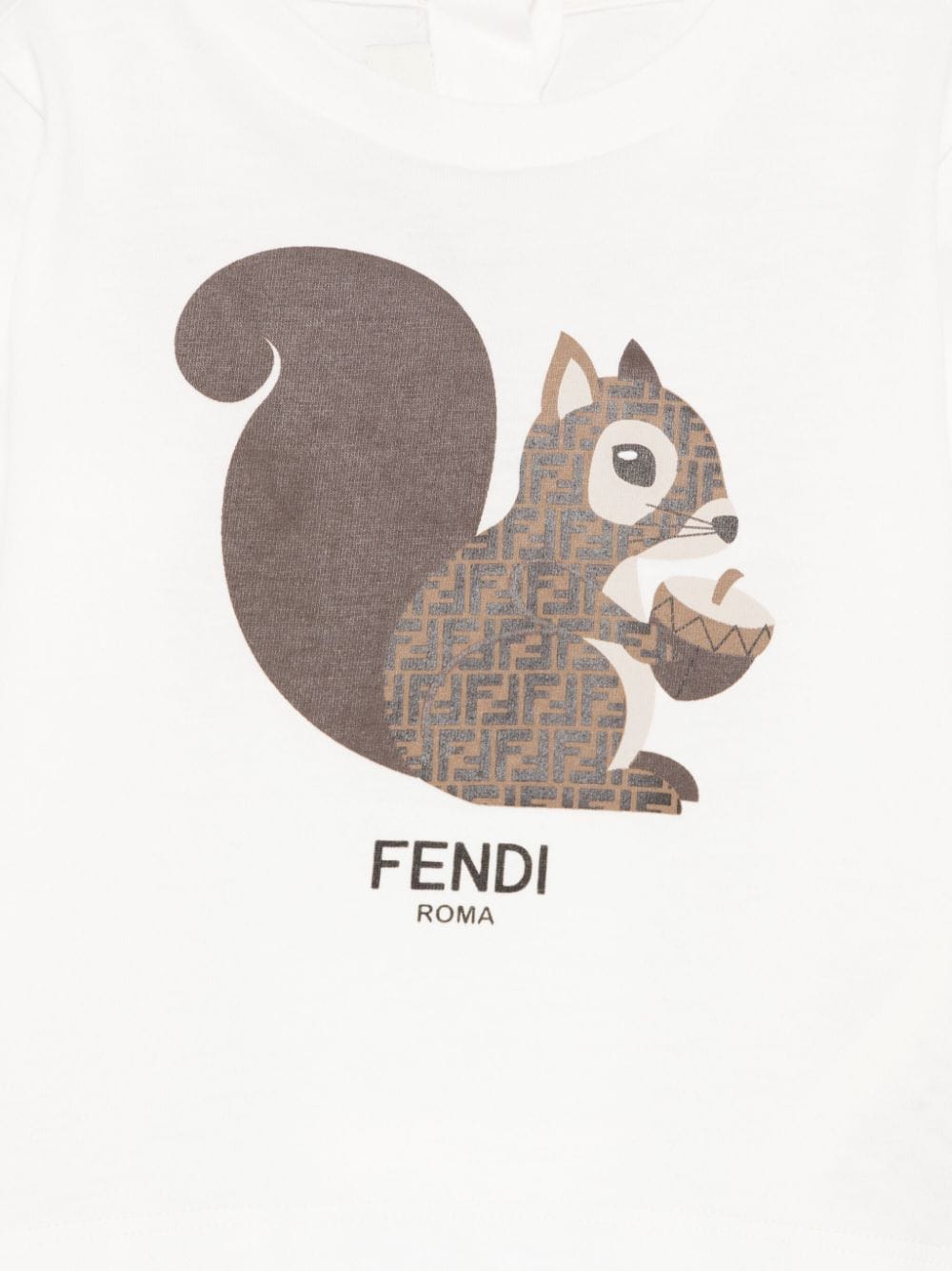 T-shirt per neonato Fendi Kids bianco con stampa scoiattolo logato FF - Rubino Kids