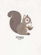 T-shirt per neonato Fendi Kids bianco con stampa scoiattolo logato FF - Rubino Kids