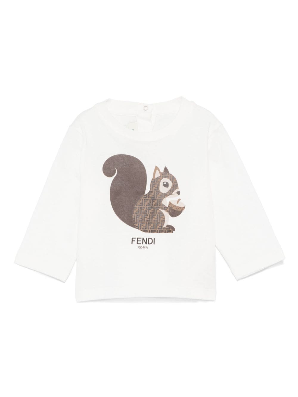 T-shirt per neonato Fendi Kids bianco con stampa scoiattolo logato FF - Rubino Kids