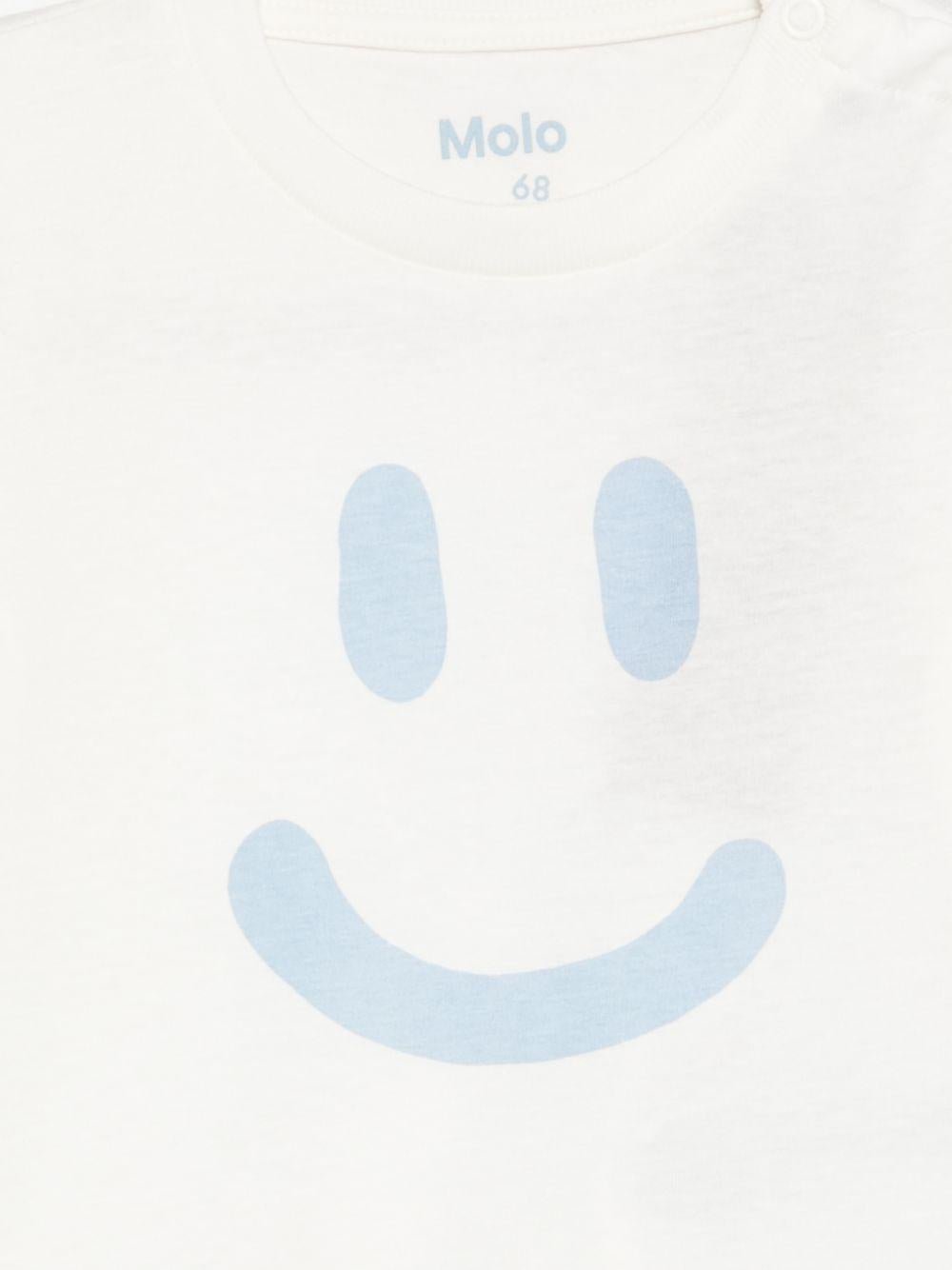 T-shirt per neonato Molo bianca con stampa faccina - Rubino Kids