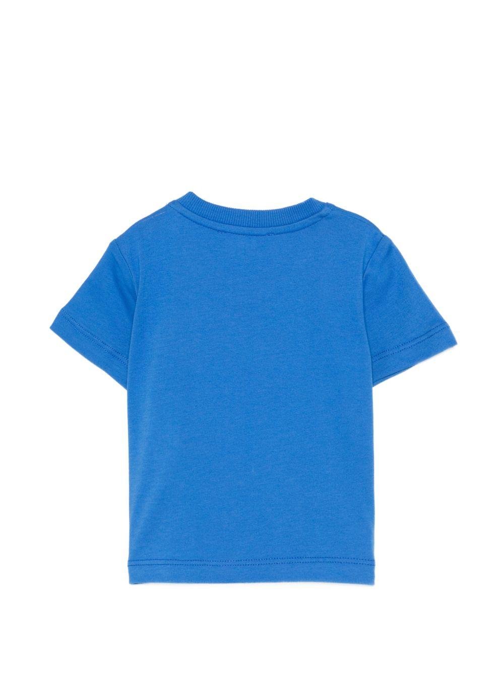 T-shirt per neonato Moschino Kids azzurra con dettagli in rilievo - Rubino Kids