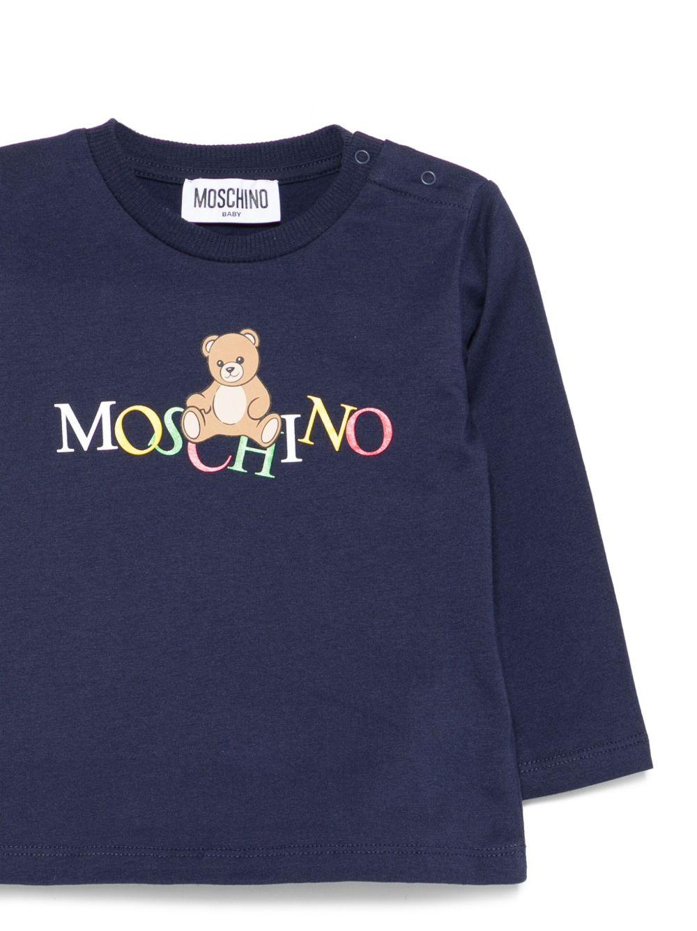 T-shirt per neonato Moschino Kids blu con motivo Teddy - Rubino Kids