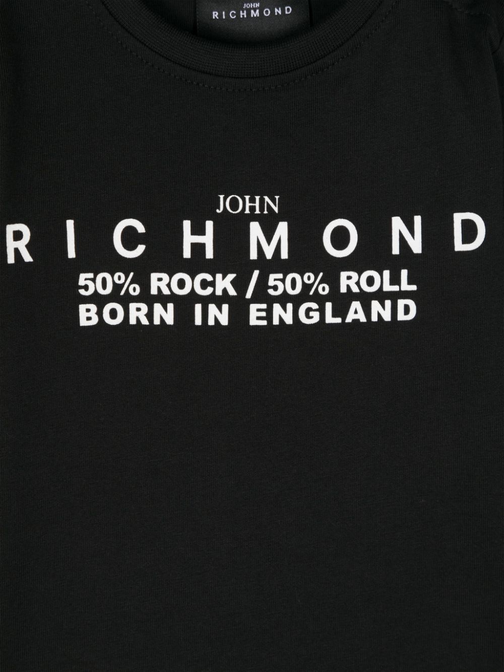 T shirt per neonato nera con stampa logo RICHMOND centrale 50% Rock & Roll centrale - Rubino Kids