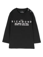 T shirt per neonato nera con stampa logo RICHMOND centrale 50% Rock & Roll centrale - Rubino Kids