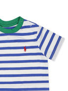 T-shirt per neonato Polo Ralph Lauren Kids bianco a righe blu - Rubino Kids