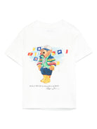 T-shirt per neonato POLO RALPH LAUREN KIDS bianco con motivo Polo Bear - Rubino Kids