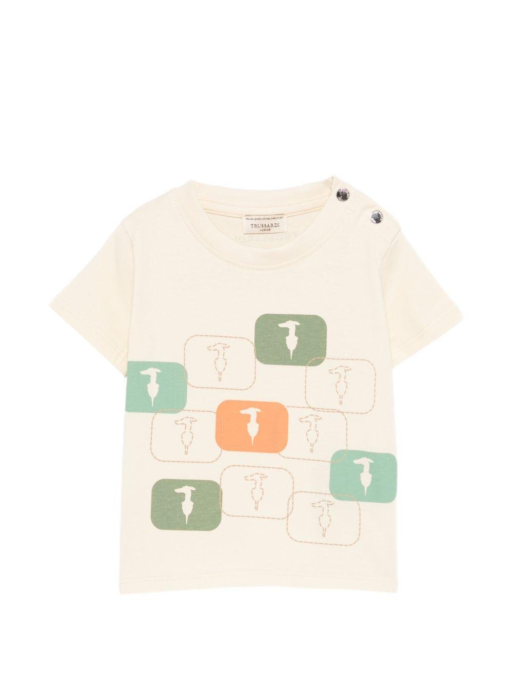 T-shirt per neonato Trussardi Junior beige con stampa grafica - Rubino Kids