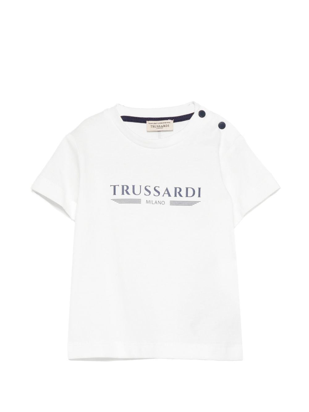 T-shirt per neonato Trussardi Junior bianca con dettaglio logo - Rubino Kids