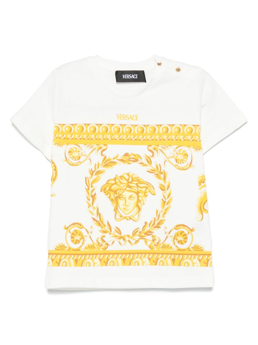 T-shirt per neonato Versace Kids Garland Medusa bianco con stampa - Rubino Kids