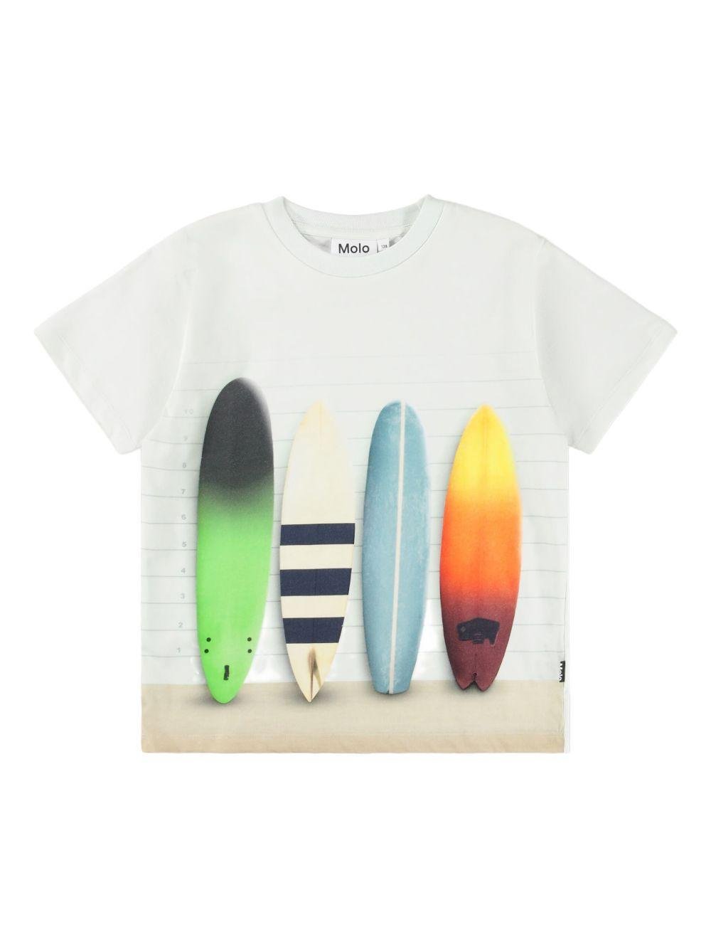 T-shirt Riley per bambino Molo bianca con stampa grafica Surfboard - Rubino Kids