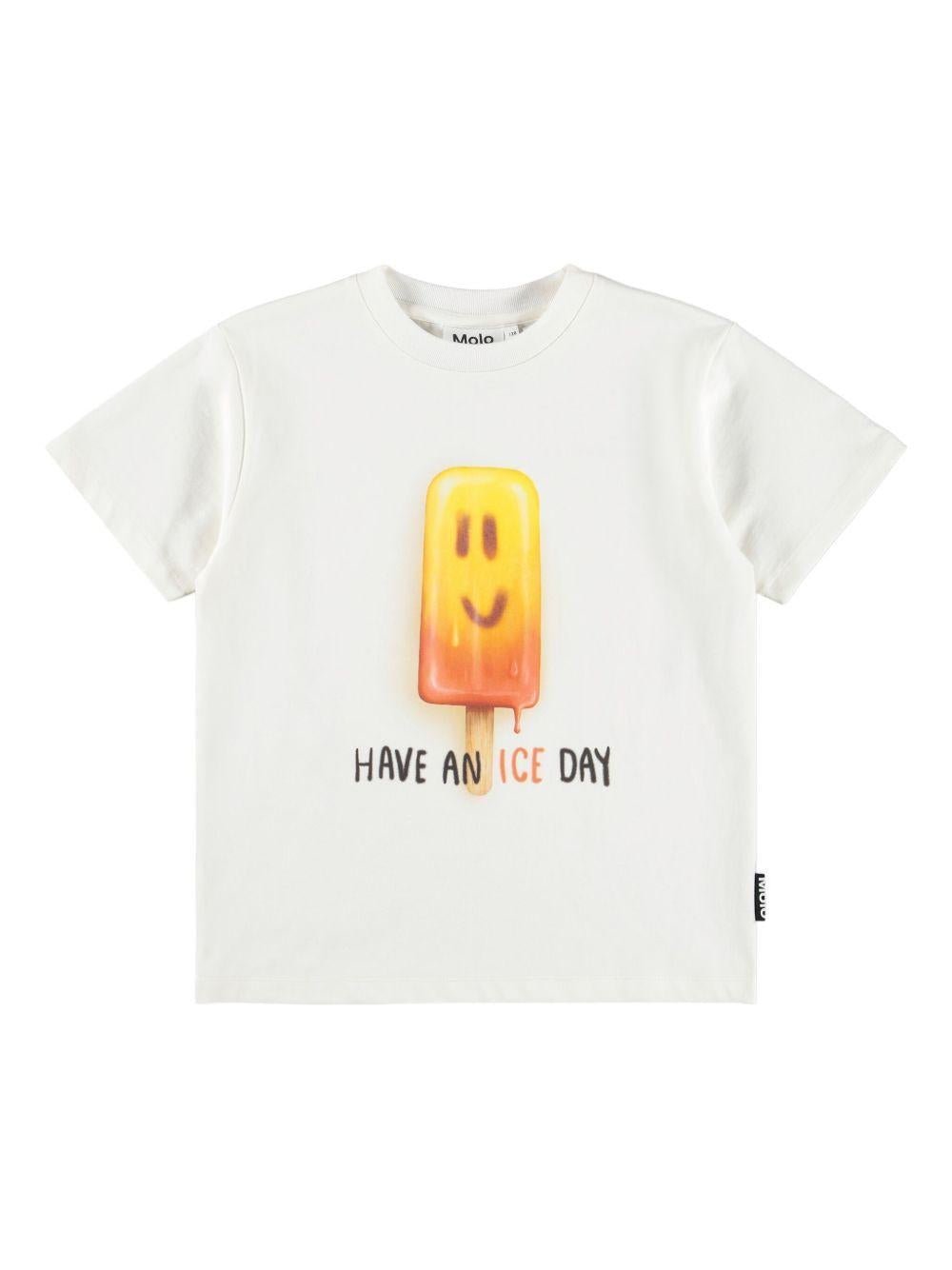 T-shirt Riley per bambino Molo bianco con stampa gelato - Rubino Kids