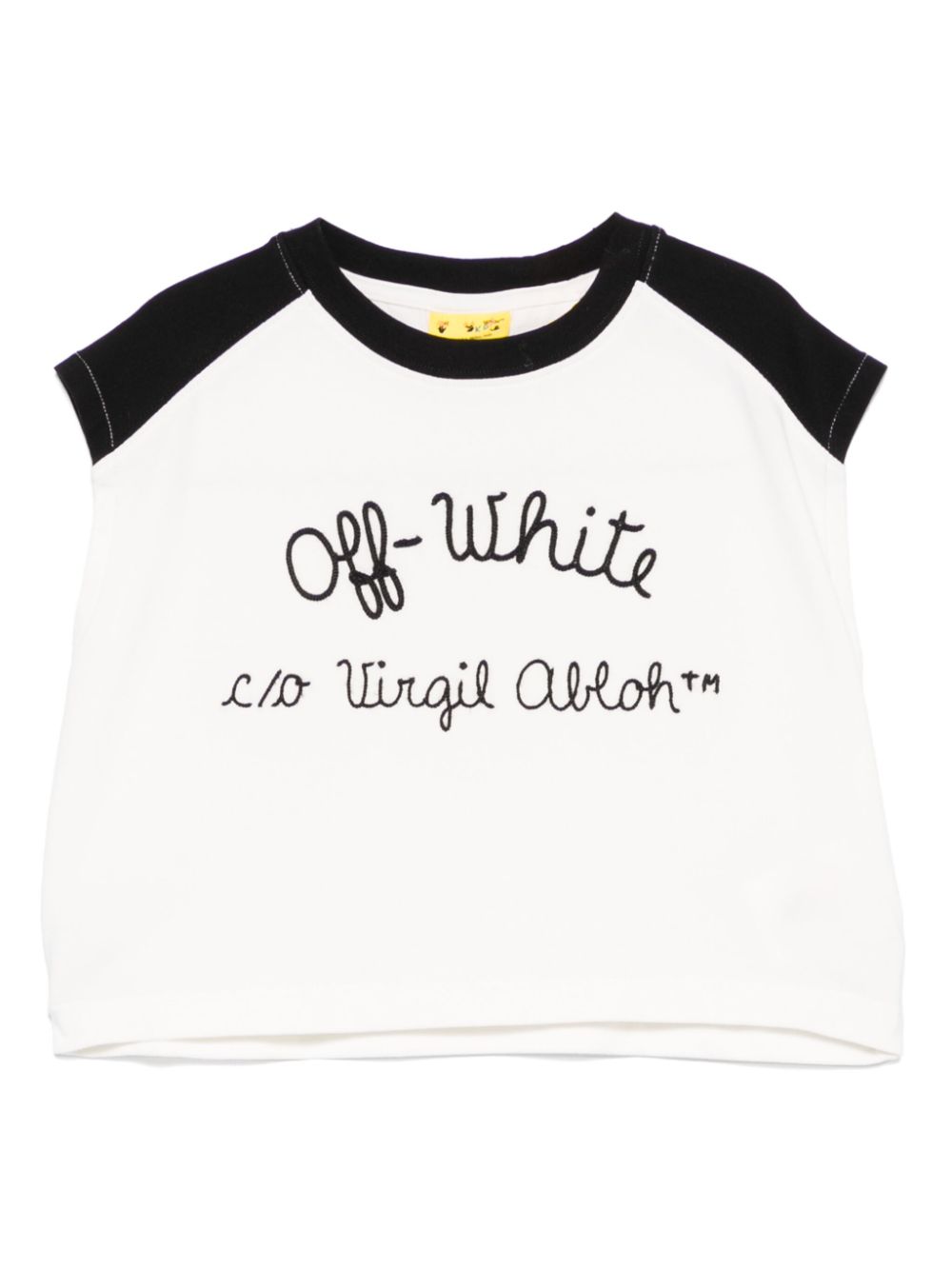 T-shirt Ringer per bambina Off - White Kids bianco con scollo rotondo - Rubino Kids