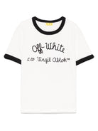 T-shirt Ringer per bambina Off - White Kids bianco con scollo rotondo - Rubino Kids