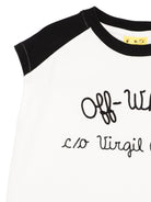 T-shirt Ringer per bambina Off - White Kids bianco con scollo rotondo - Rubino Kids