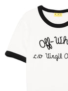 T-shirt Ringer per bambina Off - White Kids bianco con scollo rotondo - Rubino Kids