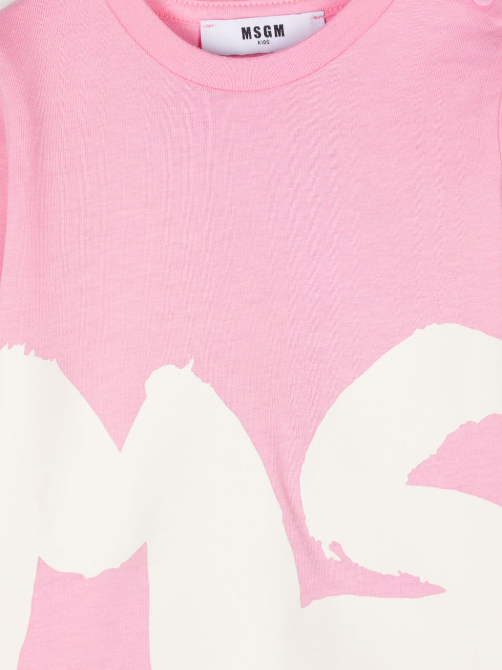 T-shirt rosa per bambina a maniche lunghe con stampa bianca MSGM maxi - Rubino Kids