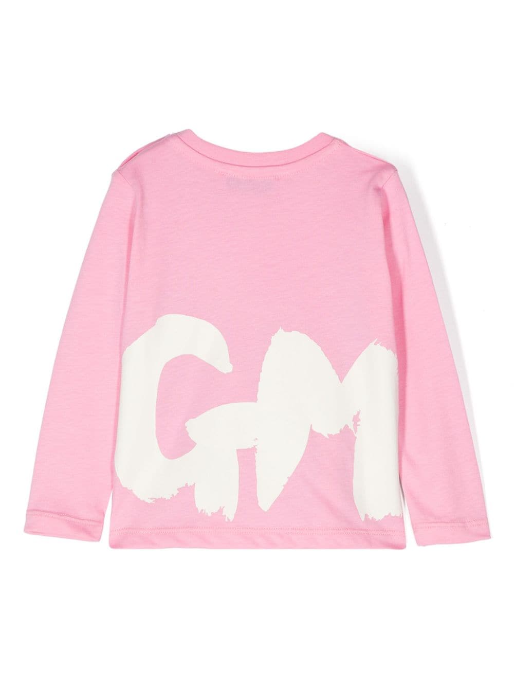 T-shirt rosa per bambina a maniche lunghe con stampa bianca MSGM maxi - Rubino Kids