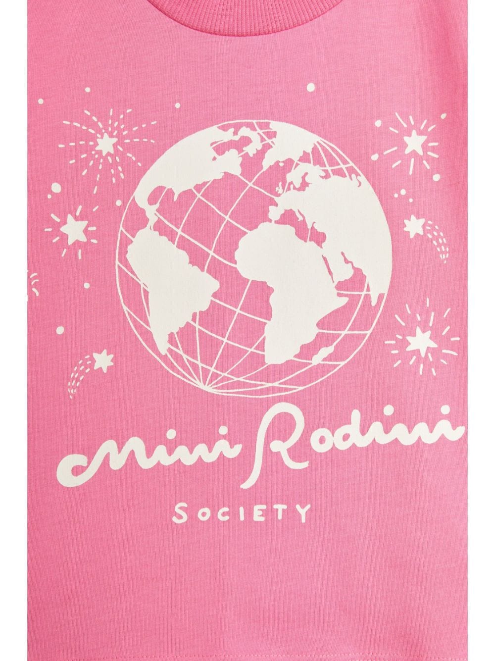 T-shirt Society per bambina Mini Rodini rosa con orlo a coste - Rubino Kids