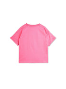 T-shirt Society per bambina Mini Rodini rosa con orlo a coste - Rubino Kids