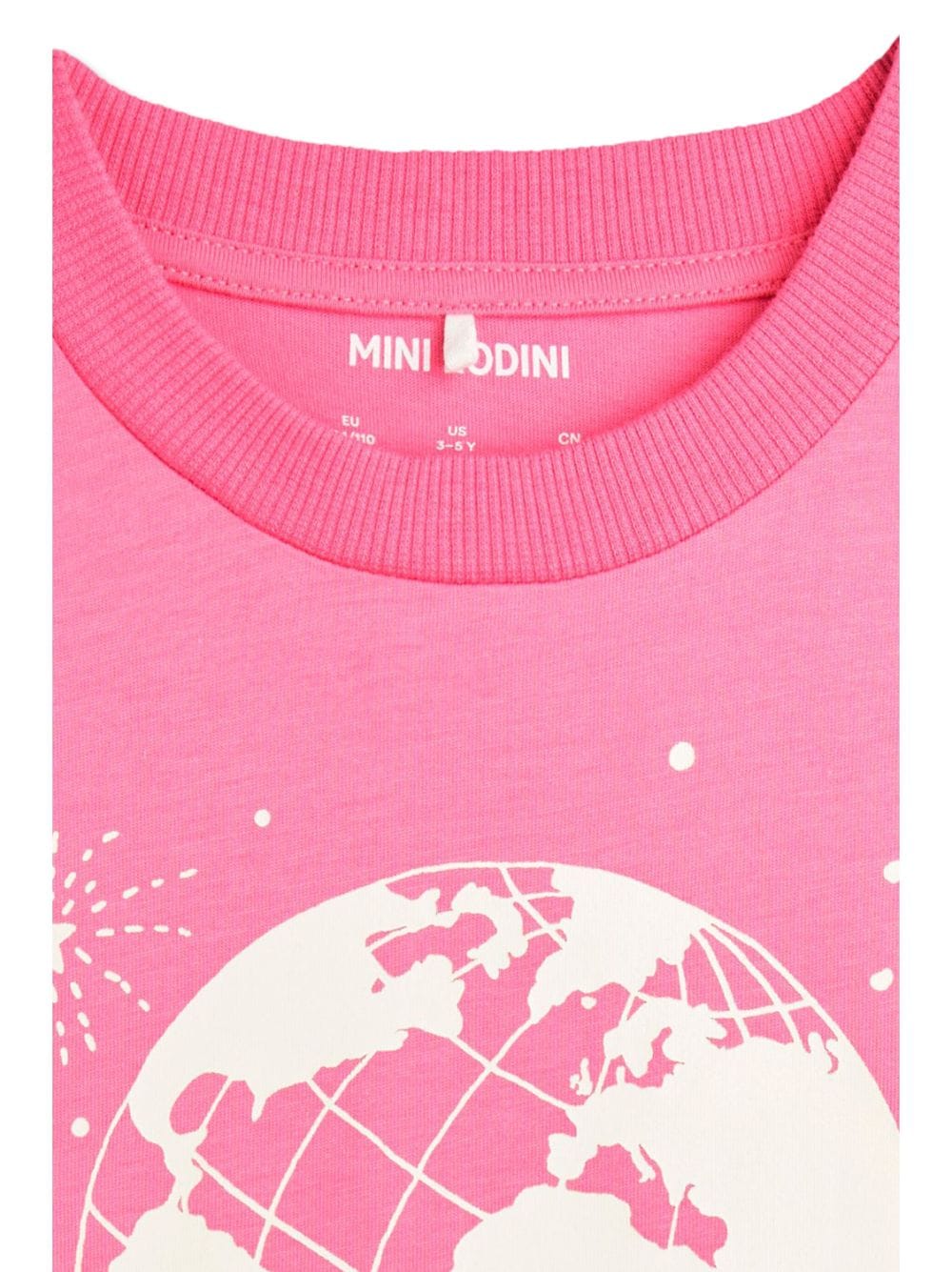 T-shirt Society per bambina Mini Rodini rosa con orlo a coste - Rubino Kids